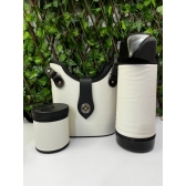 Kit mateira térmica 1l com cuia Imbuia decorada linha Luxo