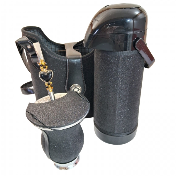KIT CHIMARRÃO SLIM 1,0L 6 PEÇAS PRETA GLITTER - SLIM 6  PEÇAS