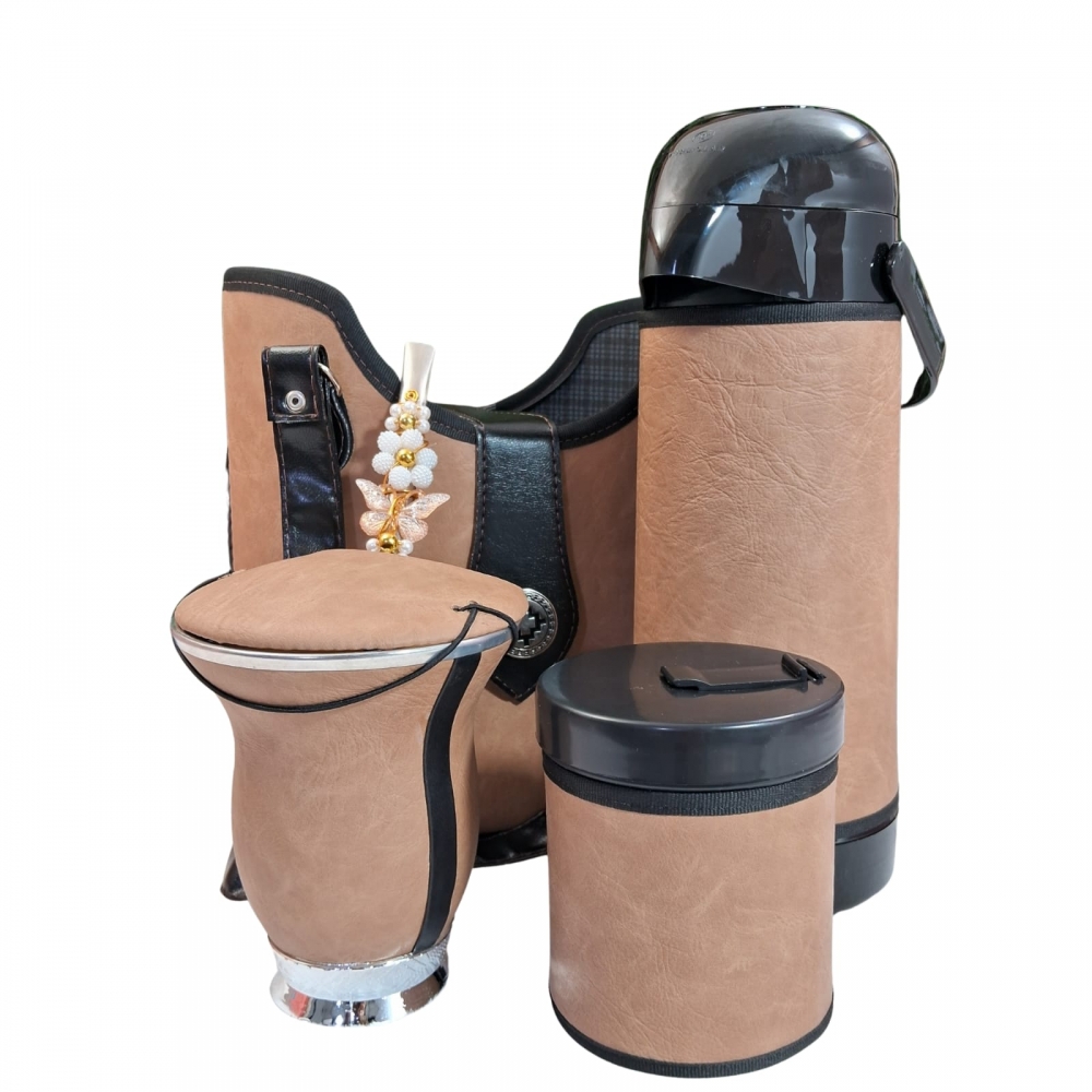 KIT CHIMARRÃO SLIM 1,0L 6 PEÇAS BEGE RÚSTICA - SLIM 6  PEÇAS