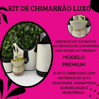 Kit mateira térmica 1l com cuia Imbuia decorada linha Luxo