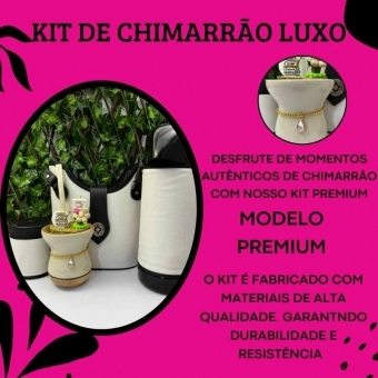 Kit mateira térmica 1l com cuia Imbuia decorada linha Luxo